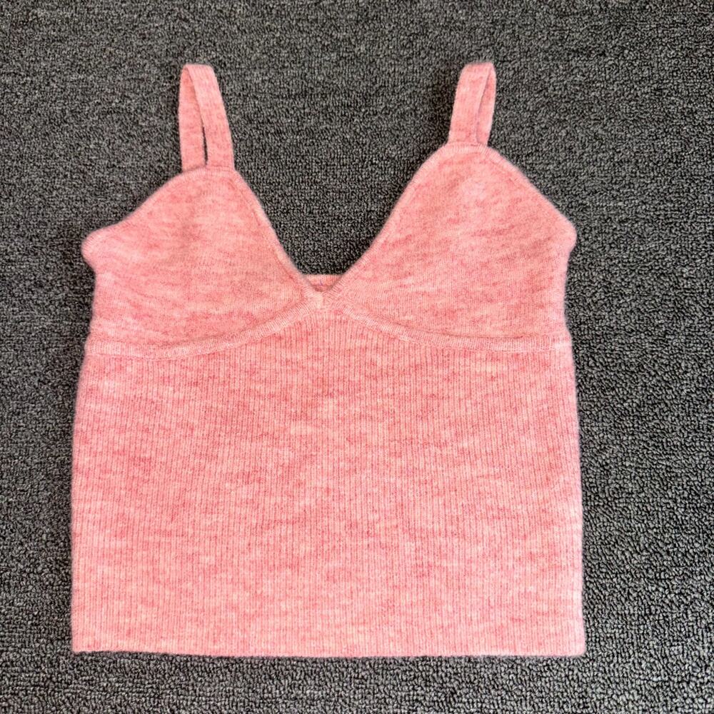 Wayf '98 Tank Top Womens Small Pink Knitted Sleeveless Stretch Straps V Neck NWT